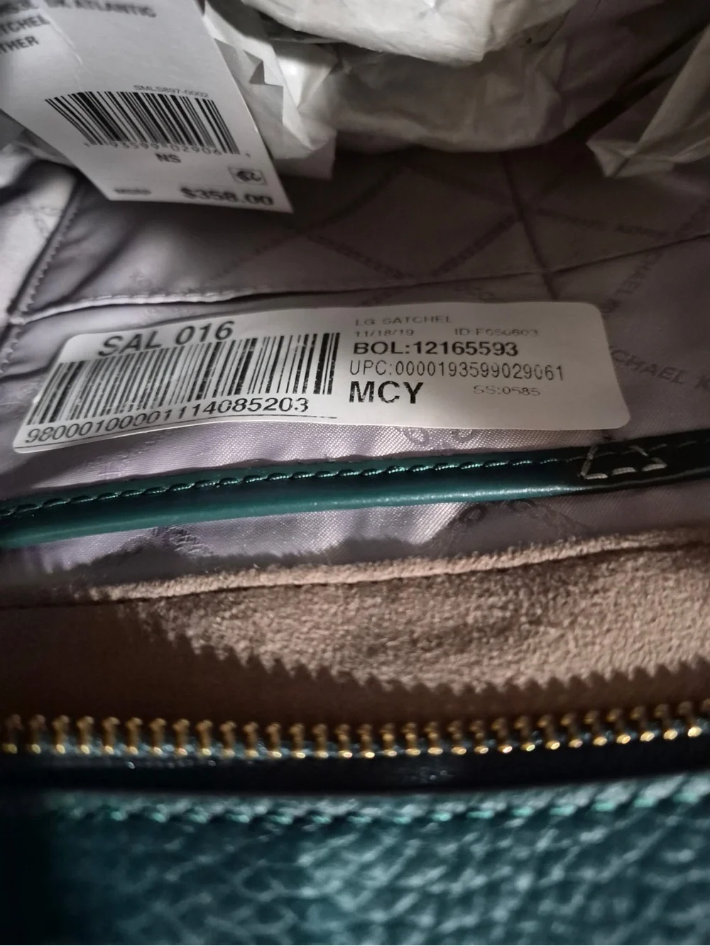 Michael Kors Green Leather nouveau Hamilton large Satchel with Gold Hardware